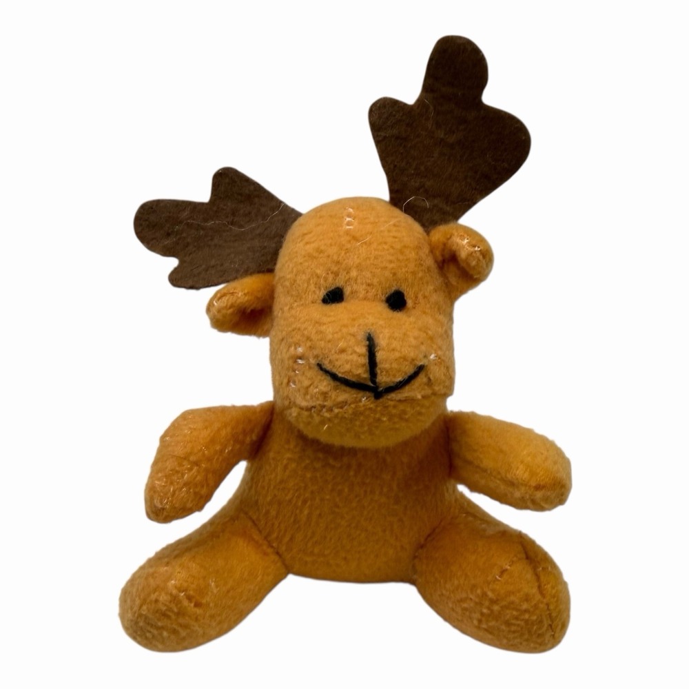 Vintage Plush Moose Toy with Felt Antlers 4"‎